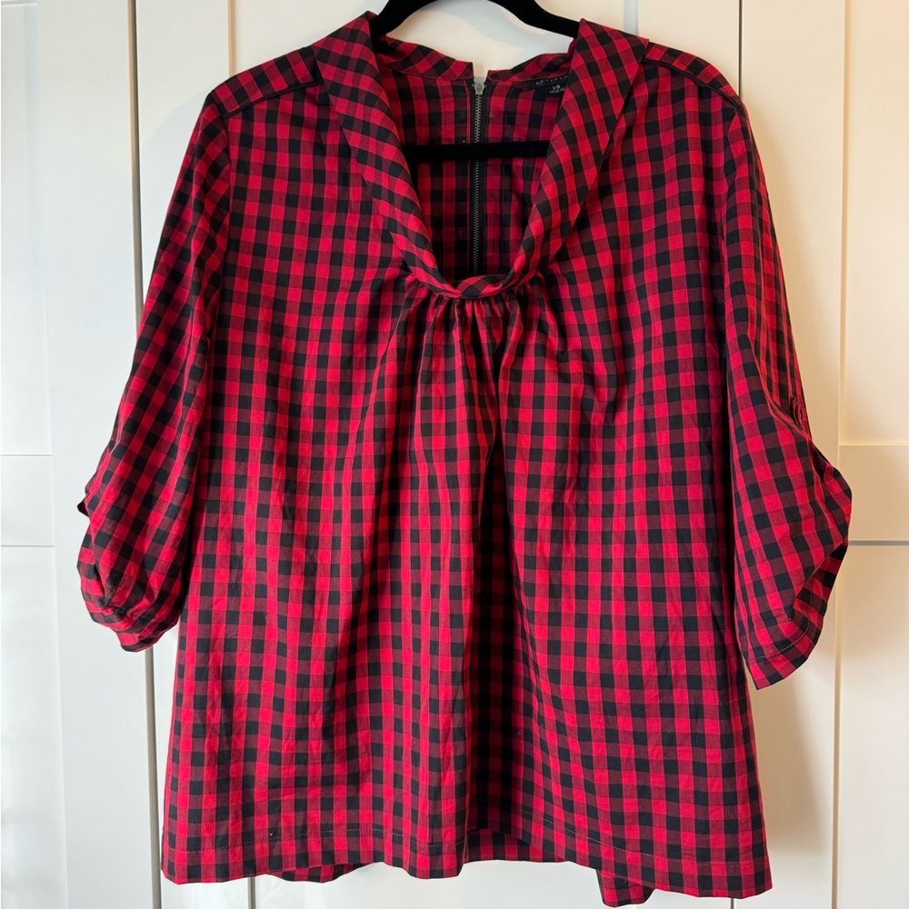 Red and Black Gingham Blouse